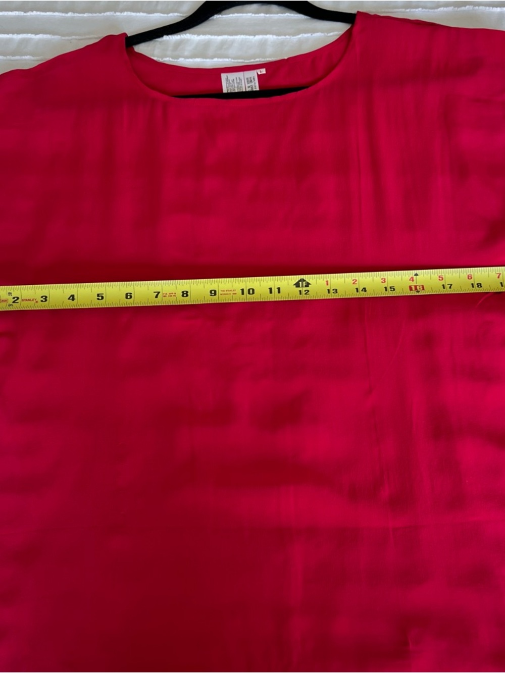 Scarlet red round neck lightweight short sleeve vintage 100% silk blouse large - Picture 7 of 9
